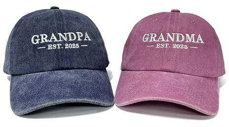 Hepandy Mr Mrs Mom Dad Captain First Mate Mama und Mini Baseballmützen, Grandpa Grandma 2025 (Washed Navy & Pink), Einheitsgr��e