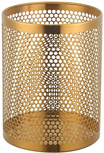 Modern Stainless Steel Mesh Waste Paper Bin for Bathroom Kitchen Office 28.5cm x 22cm Gold Color