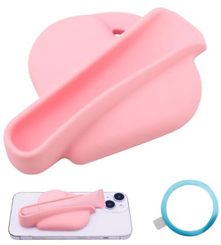 BOXOB Magnetischer Lipgloss-Halter für Mobiltelefone, Herzform Silikon-Lipgloss-Hüllenhalter zum Aufkleben Handyhülle Lipgloss Halter für iPhone und Android (Pink)