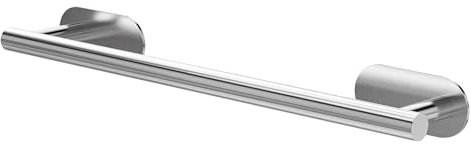 Amig - Toallero Adhesivo de baño Mod. EA-1 - Soporte de Pared para Toallas Adhesivo sin Tornillos - 400 x Ø19 x 70 x 45 mm - Acero Inoxidable - Plateado Mate