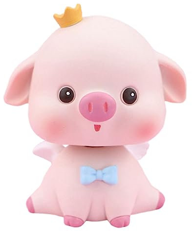 ULTECHNOVO Schwein Desktop Dekor Kunstharz Schüttelnder Kopf Auto Und Wohnaccessoire Mit Offenem Auge Armaturenbrett Ornament