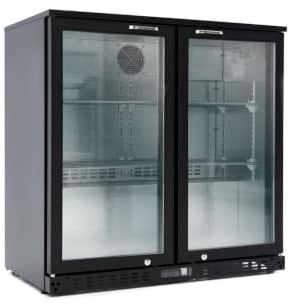 GastroHero Réfrigérateur d'arrière de bar noir - 208 l - porte vitrée - froid ventilé - ECO 230 | CHR Fournitures de la restauration