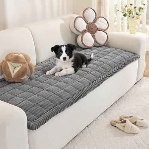 Royhom Dicke Sofa Überzug für Haustiere, Anti-Rutsch Sofabezug 2 3 4 Sitzer, Grau Couch Überzug, Sofaschoner für Wohnzimmer (Sitzer, 70 x 180 cm)