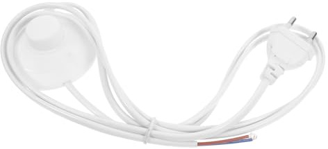 SOPOTUTU Interrupteur à Pédale Blanc pour Lampe à Pied Cordon Électrique de 1,8m en Pvc et Cuivre, Solide et Conforme aux Normes de Sécurité pour Chambres et Bureaux