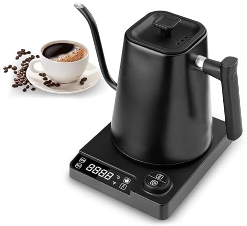 Gooseneck Kettle Electric, Temperature Control Kettle with 40-100°C Temperature Control and 24H Keep Warm Fast Boil, Digital Display Screen & 1200W High Capacity for Specialty Coffee and Tea