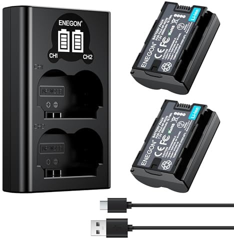 ENEGON NP-W235 Akku-Ladegerät-Set – Doppel-Ladeschacht für X-T5, X-T4, GFX100 II，GFX100S II, GFX 100S, GFX 50S II,GFX100RF，VG-XT4 sowie X-H2S，X-H2 und X-S20 (2 Akkus mit 2600mAh)