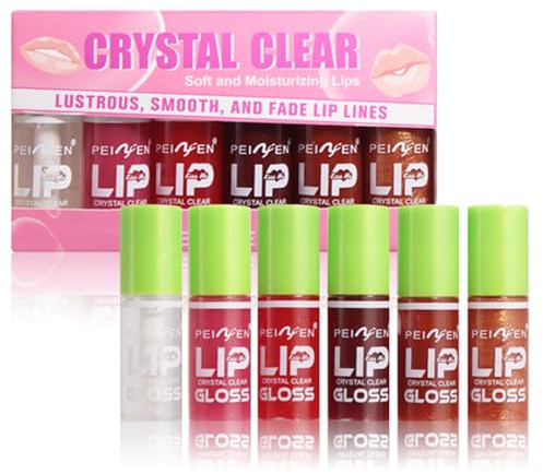 6PCS Tinted Lip Oil Light Lip Gloss Set, Moisturizing Jelly Lip Gloss | Long Lasting Shimmer Liquid Lipsticks for Girls and Women (# 6PCS)