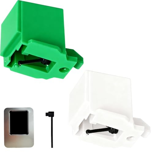 2 Pack ATN3600L Diamond Stylus Needle Replacement with Cleaning Brush, Compatible with Audio-Technica AT-LP60X/AT3600L/AT-LP60XBT/AT-LP2D Turntables — Clear Sound, Easy Install（White + green）