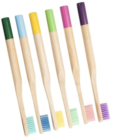 OATIPHO Bambus Kinderzahnbürste für Sanfte Zahnreinigung 6 Stück-pack mit Weichen Borsten Ergonomisches Design Biologisch Abbaubar und Gesund für Kinder