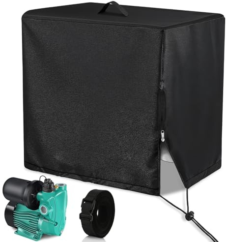 Poolpumpe Abdeckung, wasserdichte Sandfilteranlage Abdeckung für Intex Poolpumpe Sandfilter, 420D Oxford Poolpumpenabdeckung (Schwarz 55x50x62 cm)