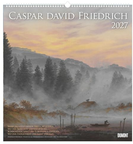 Caspar David Friedrich 2027: Kunstkalender 45x48 cm mit 12 romantischen Landschaftsgemälden und sprachneutralem Kalendarium
