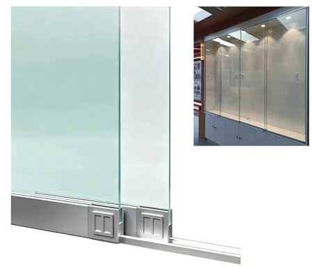 Armoire de rangement à porte coulissante en verre avec rail en alliage d'aluminium et matériel de montage encastré pour Credenza
