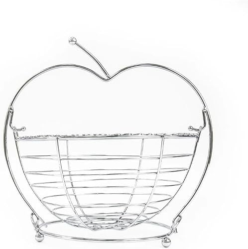 MSQUARE Apple-Shaped Stainless Steel Swing Basket, Detachable Design, Decorative Centerpiece, Kitchen Countertops, Compact & Portable, Modern & Classic Fruit Basket