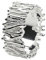 SILBERMOOS Damen Herren Partner Ring Stäbchen Wurzeln Streifen extravagant matt glänzend 925 Sterling Silber, Größe:54