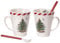 Spode Christmas Tree Peppermint Mugs with Spoons, Set of 2