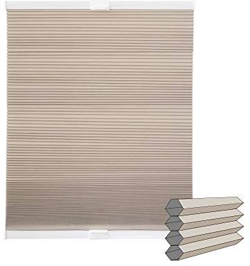 Victoria M. Wabenplissee Standard Verdunkelungsplissee Plissee Sonnenschutz, Feuchtraum Geeignet, 90 x 130cm, Beige, Rückseite Weiß