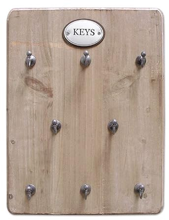 zeitzone Schlüsselbrett Keys 8 Haken Schlüsselkasten Holz Landhausstil Braun 25x33cm