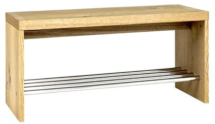 HAKU Möbel 15622 Bank, Metall, eiche-chrom, 81 x 30 x 40