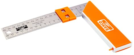 Bahco 9048-250 Aluminium Block and Steel Try Square, Silver/Orange, 250 mm
