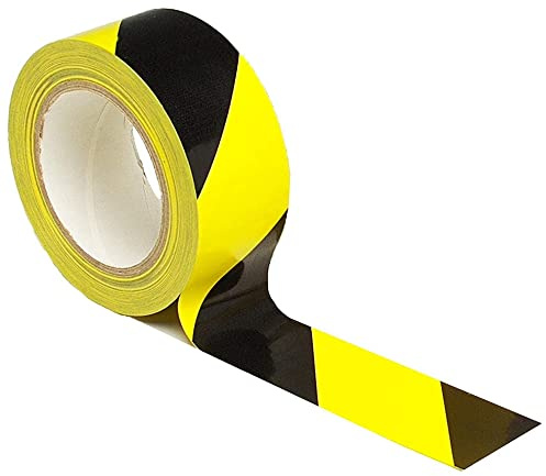 Beaverswood Premium Resistant Black Yellow Safety Marking Tape, 1 Tape 50mm Wide x 33m Long - Hazard Caution Tape & Warning, Social Distancing, Warehouse & Gym Floor
