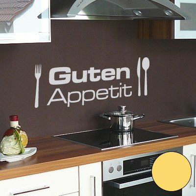 A590 Wandtattoo Guten Appetit 60cm x 21cm senf (erh. in 40 Farben und 4 Größen)