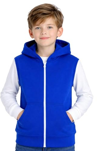 A2Z 4 Kids Boys Hooded Sleeveless Zip Gilet Casual Bodywarmer Vest | Lightweight Soft Padded Full Zip Everyday Outerwear With Pockets