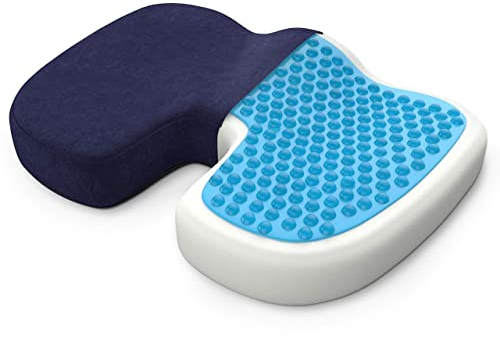 bonmedico Sitzkissen orthopädisch - Memory Foam Gel Steißbeinkissen - Ergonomisches Sitzkissen für Auto & Bürostuhl, Rollstuhlkissen - Wellness Blau Velours (Groß)