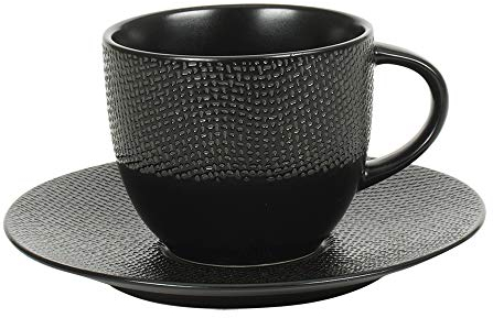 Table Passion - Tasse à thé et sous-tasse Vésuvio noir 22 cl (lot de 6)