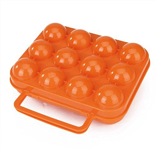 Welim Egg Holder Plastic 12 Grids Eggs Box Portable Outdoor Picnic Egg Tray Carrier Container Camping Carrier For Egg Case Orange