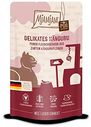 Katzen Nassfutter: purer Fleischgenuss - zartes Känguru pur - 12er-Pack, hoher Fleischanteil