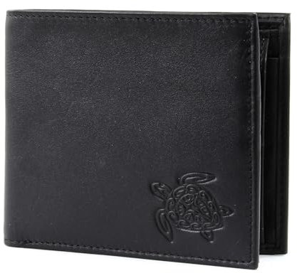 Oxmox Geldbörse Leder Leather Querscheinbörse Turtle Embossed Black