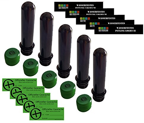 geo-versand NEU - 5 x Petling + Logbuch + Geocaching Aufkleber Versteck Set Paket Micro