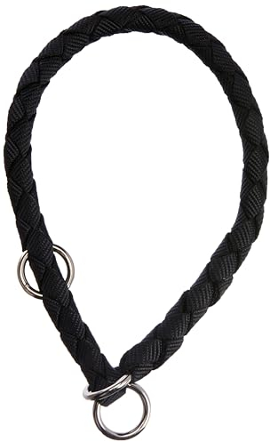 TRIXIE Cavo Zug-Stopp Halsband Größe S–M: Halsumfang 35–41 cm/ø 12 mm in schwarz - Hundehalsband aus Gurtband für kleine bis mittelgroße Hunde, rund geflochten, 143701