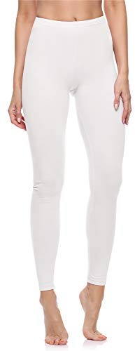Merry Style Leggings Damen Baumwolle für das ganze Jahr Bequeme Leggings Blickdicht Damen Ideal für Yoga Sport Gym und Freizeit MS10-198 (Weiß, XL)