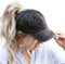 Baseballkappe Pferdeschwanz Messy-Bun Hut Distressed Baumwolle Washed Vintage - Schwarz - Medium