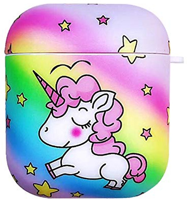 Custodia in silicone per Airpods, carino animale cartoon protezione di ricarica cover per Airpods 1 2 ragazze donne Custodia a forma di unicorno.