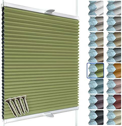 SchattenFreude Waben-Plissee nach Maß für Fenster & Tür | 100% verdunkelnd/Blackout | Zum Anschrauben in der Glasleiste | Grün (Weiße Rückseite), Breite: 70-90cm x Höhe: 30-100cm