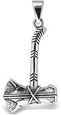 WithLoveSilver Wikingeraxt-Amulett aus 925er-Sterlingsilber, doppelseitig, keltischer Mjolnir-Anhänger, NA, NA