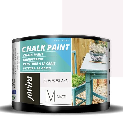 JOVIRA PINTURAS Chalk Paint - Kreidefarbe für Möbel Matte Oberfläche. Erneuern Sie Ihre Möbel, Vintage Möbelfarbe. (375 Ml, Porzellanrosa)