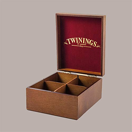 Lucgel Scatola con Coperchio in Legno Vuota pe Tè Camomille Tisane 4 Scomparti