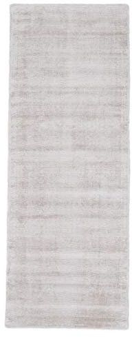 carpetfine Viskoseteppich AVA Läufer Creme 60x180 cm | Moderner Teppich für Wohn- und Schlafzimmer