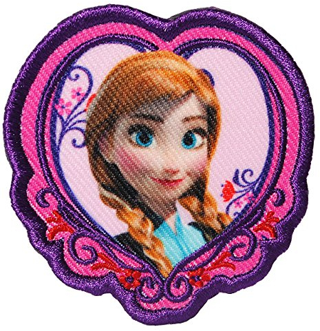 alles-meine.de GmbH Bügelbild - Frozen - die Eiskönigin/Herz - 6,1 cm * 6 cm - Aufnäher Applikation - gestickter Flicken - völlig unverfroren Prinzessin ELSA Anna Arendelle..