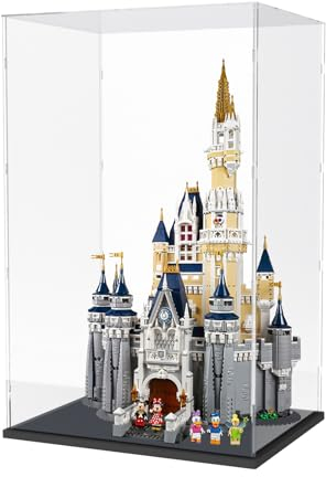 Nynelly Vitrine pour Collection, Boîte en Acrylique Transparent avec Base Noir pour Lego Castle 71040 Jouets Assembler Boîte de Présentation Anti-Poussière pour Figurines, 20.1 x 15 x 31.1inch
