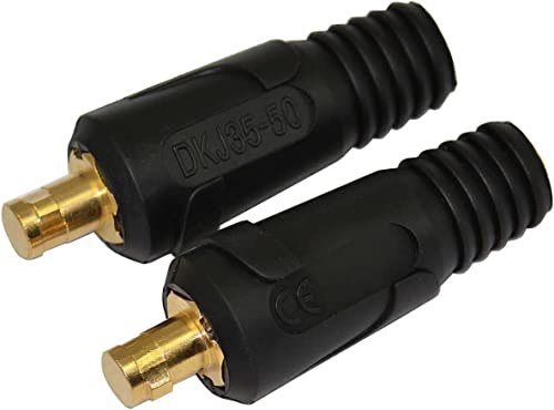 RIVERWELD WIG-Schweißkabel-Panel-Stecker-DKJ35-50 315Amp Schnellmontage Schwarz 2er-Pack