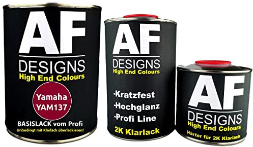 1,25 - Kit de peinture de base pour Yamaha YAM137 - Rouge métallisé - Vernis transparent - Durcisseur de moto prêt à pulvériser