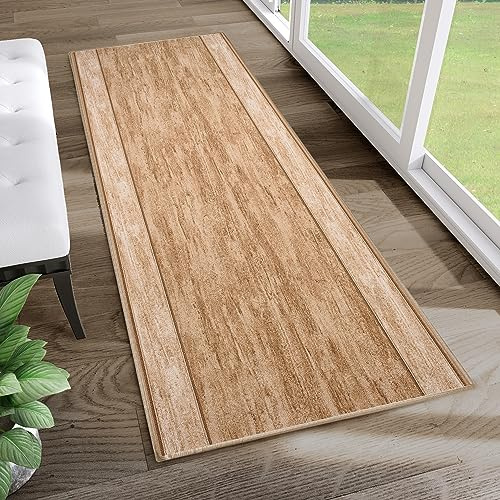 TAPISO Anti Rutsch Teppich Läufer rutschfest Brücke Meterware Modern Braun Meliert Streifen Design Flur Küche Wohnzimmer Diele 100 x 310 cm