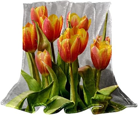 Tulpen-Blumenstrauß, Fleece-Überwurf, Decke für Couch, leicht, flauschig, Plüsch