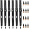 Qikaara Ewiger Bleistift, 6 Stück Schwarz Tintenloser Bleistift, Langlebiger Magischer Bleistift, Bleistifte Set, mit auswechselbaren Spitzen, unendlicher Bleistift, Magic Pencil black