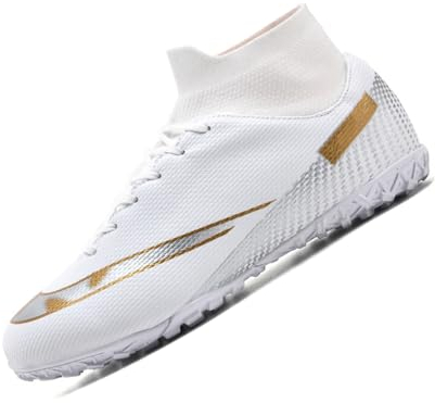 Puvvtyi Fussballschuhe Herren Leichte Fussballschuhe Ohne Stollen Fußballschuhe Jungen Mädchen,Weiß,36 EU