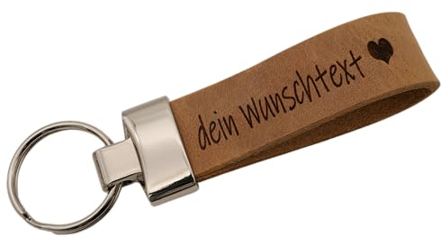 AnnaMatoni Schlüsselanhänger hochwertiges echt Leder mit Wunschgravur, individuelle Gravur - personalisiert Schlüsselbund - Geschenk für Männer Frauen - 100% Handmade in Germany (Cognac 660)